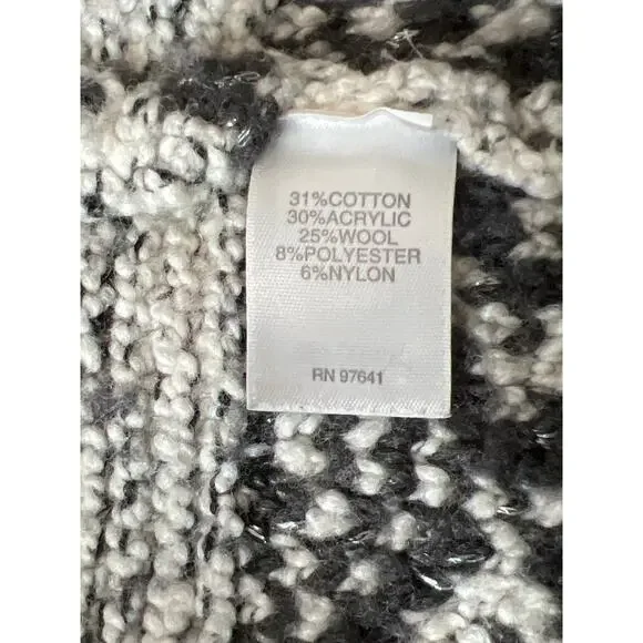 J.Jill size 3X cardigan, black/gray/cream pockets 3/4 Boho fringe open front - Picture 7 of 8